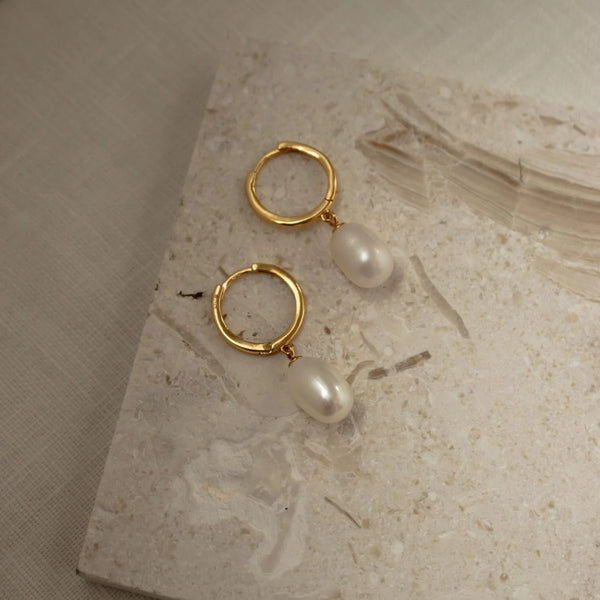 Maggie Pearl Drop Hoops