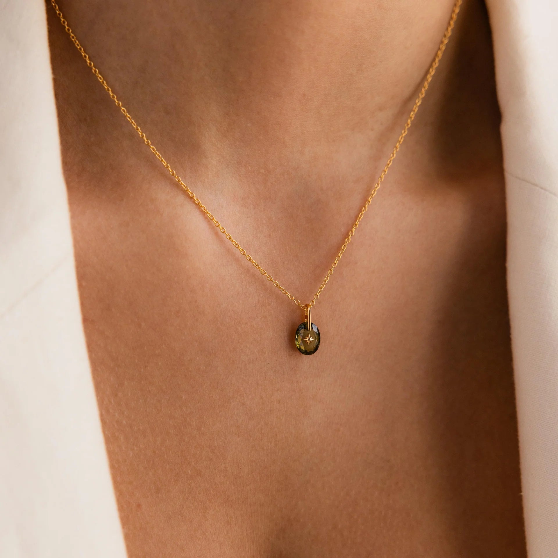 North Star Birthstone Signet Necklace