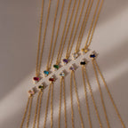 Baguette Birthstone Drop Necklace
