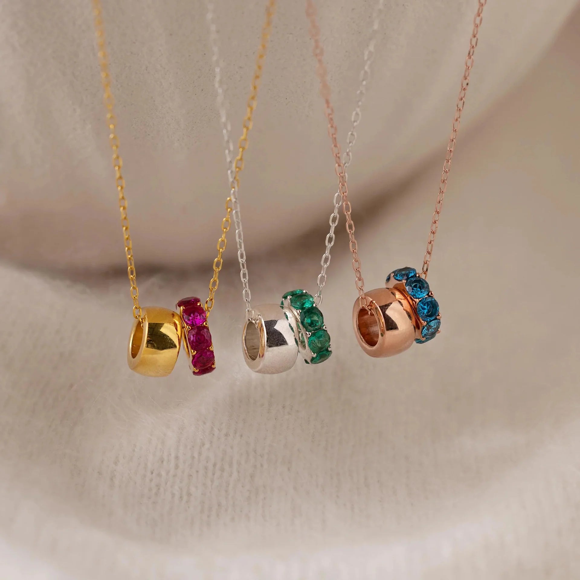 Duo Circle Birthstone Necklace
