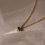 Baguette Birthstone Drop Necklace