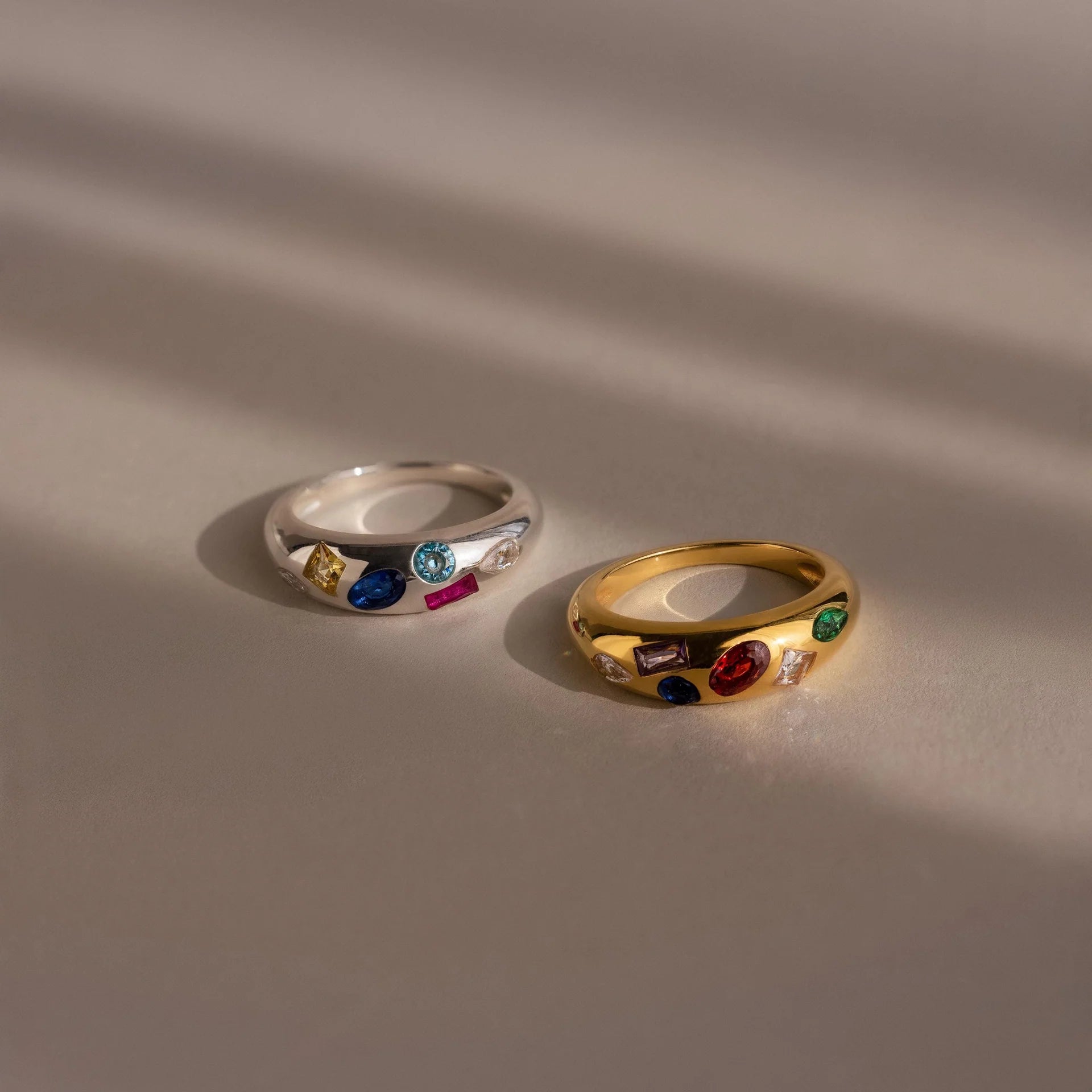 Mixed Birthstone Dome Ring