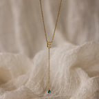 Initial Birthstone Lariat Necklace