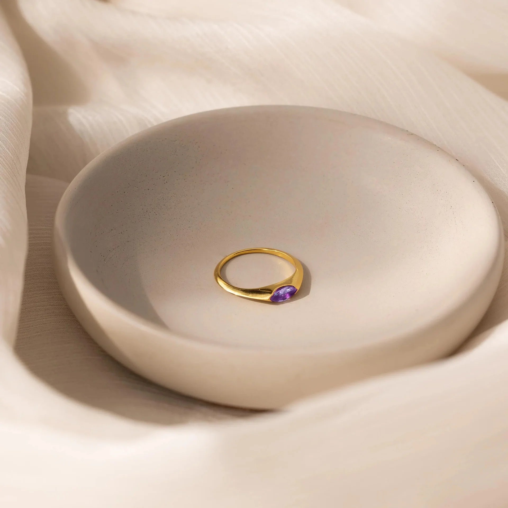 Marquise Birthstone Signet Ring