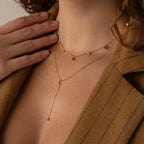 Initial Birthstone Lariat Necklace