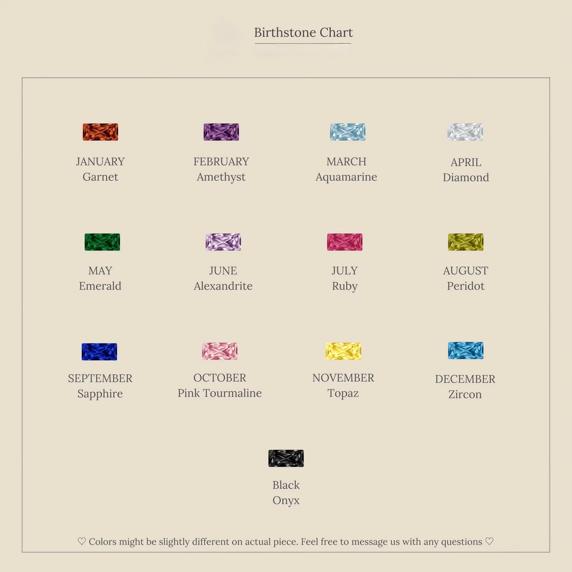 Baguette Birthstone Drop Necklace