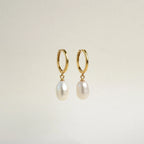 Maggie Pearl Drop Hoops