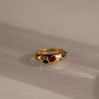 Mixed Birthstone Dome Ring