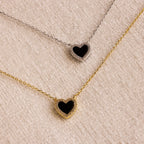 Pave Onyx Heart Necklace