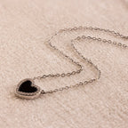 Pave Onyx Heart Necklace