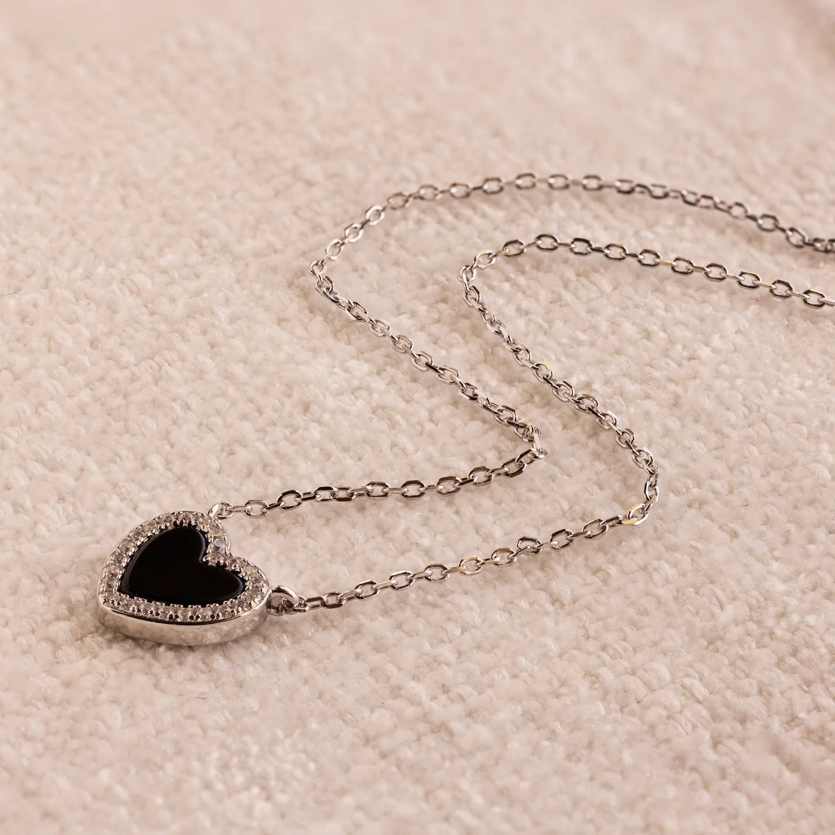 Pave Onyx Heart Necklace