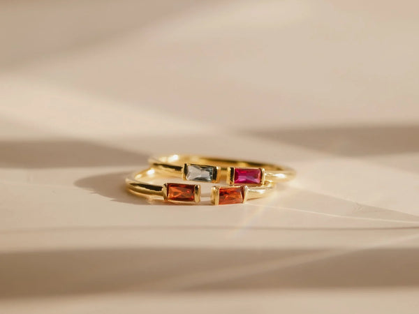 Duo Baguette Birthstone Ring