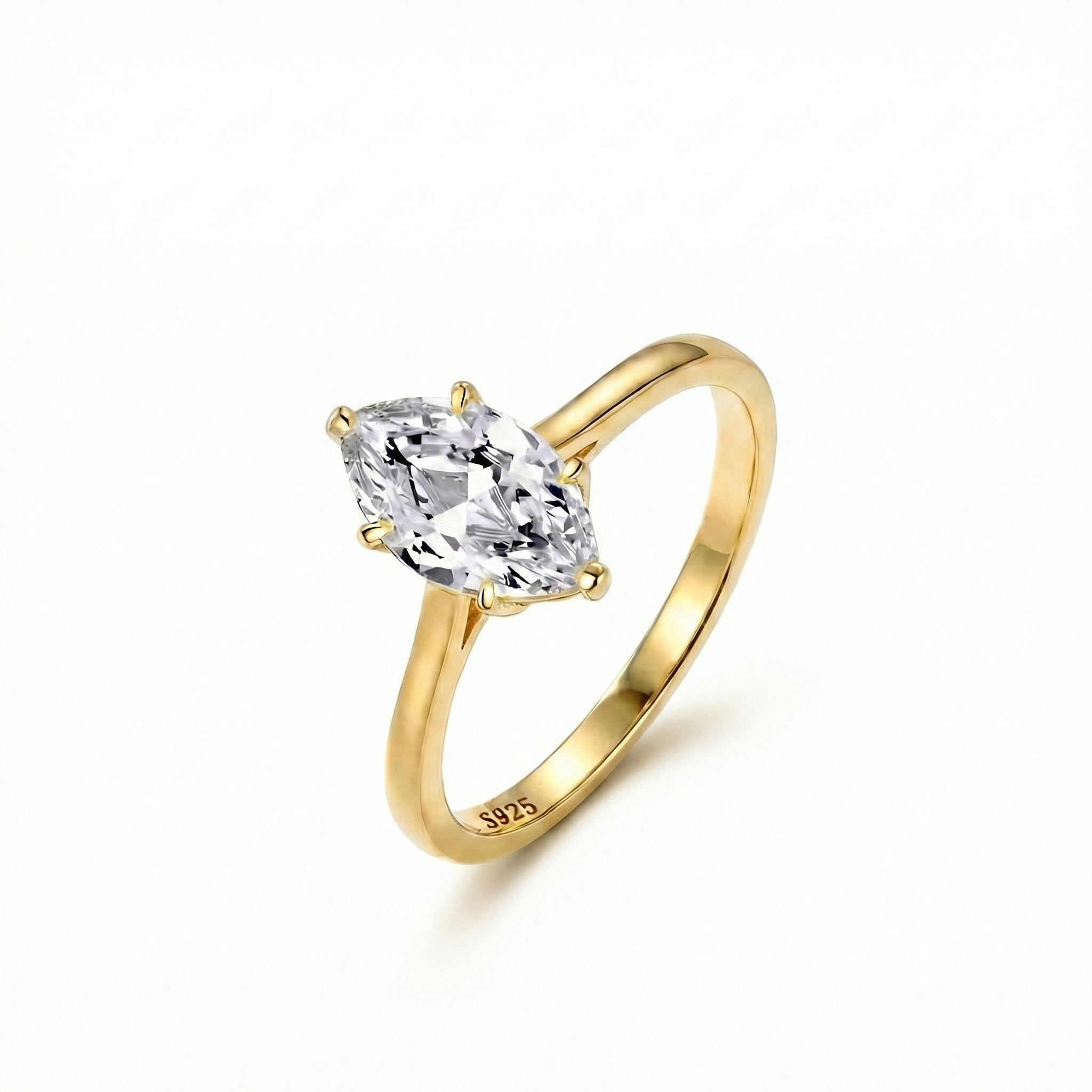 Golden Pear Solitaire Ring