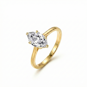Golden Pear Solitaire Ring