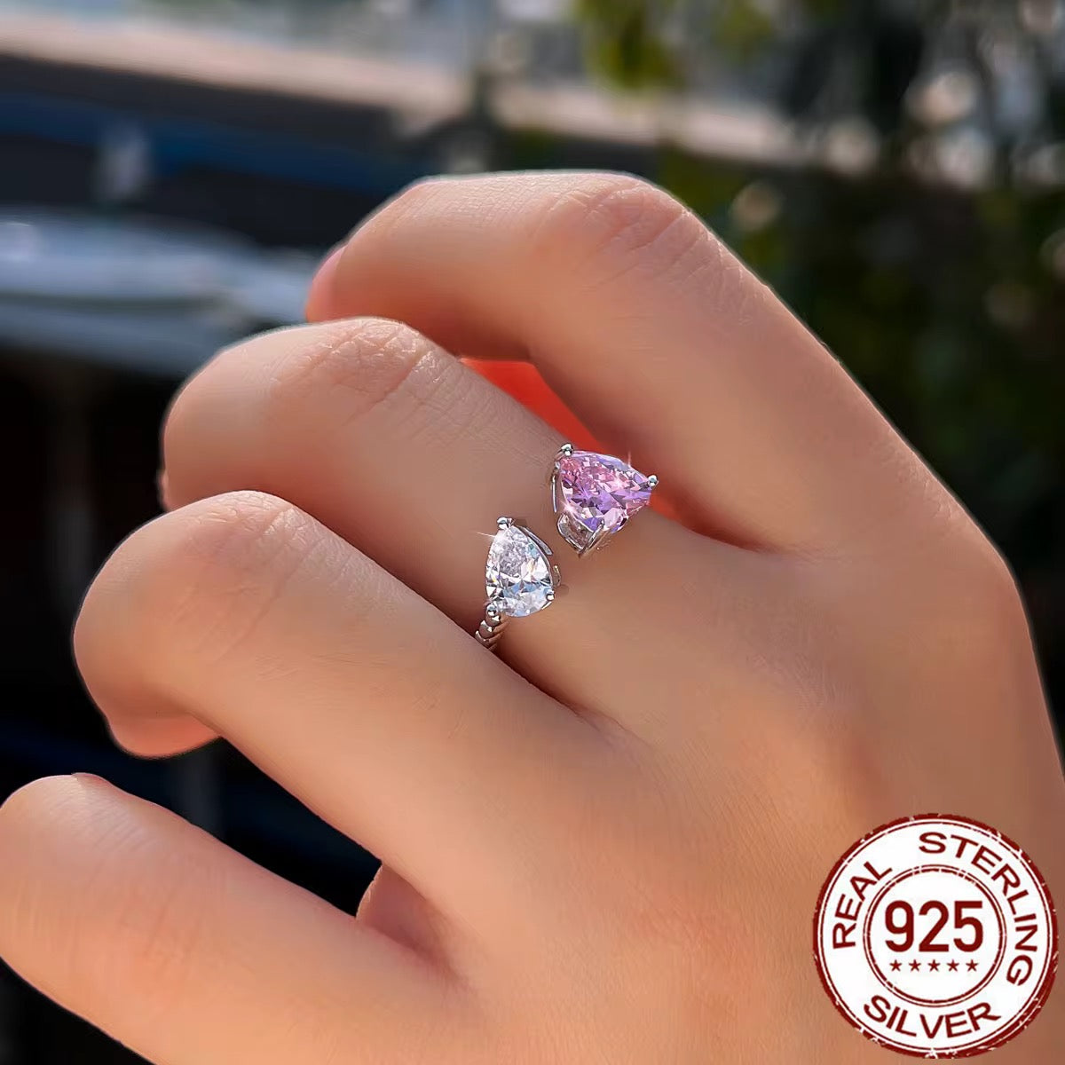 Pink Heart & White Drop Zirconia