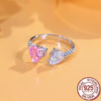Pink Heart & White Drop Zirconia