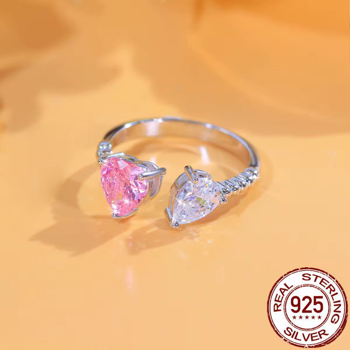 Pink Heart & White Drop Zirconia