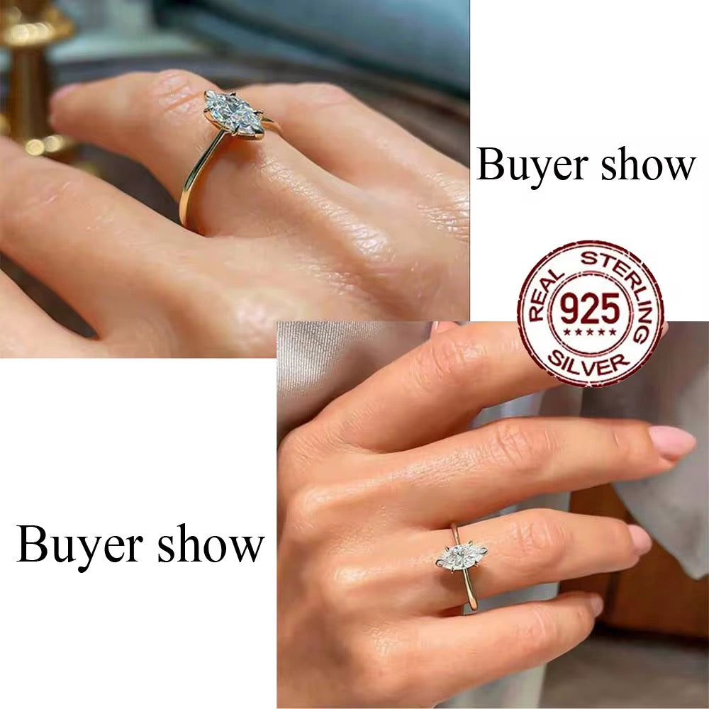 Golden Pear Solitaire Ring