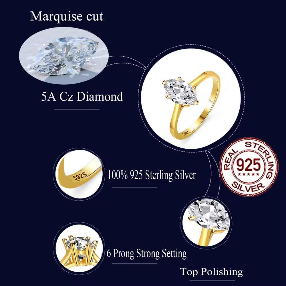 Golden Pear Solitaire Ring