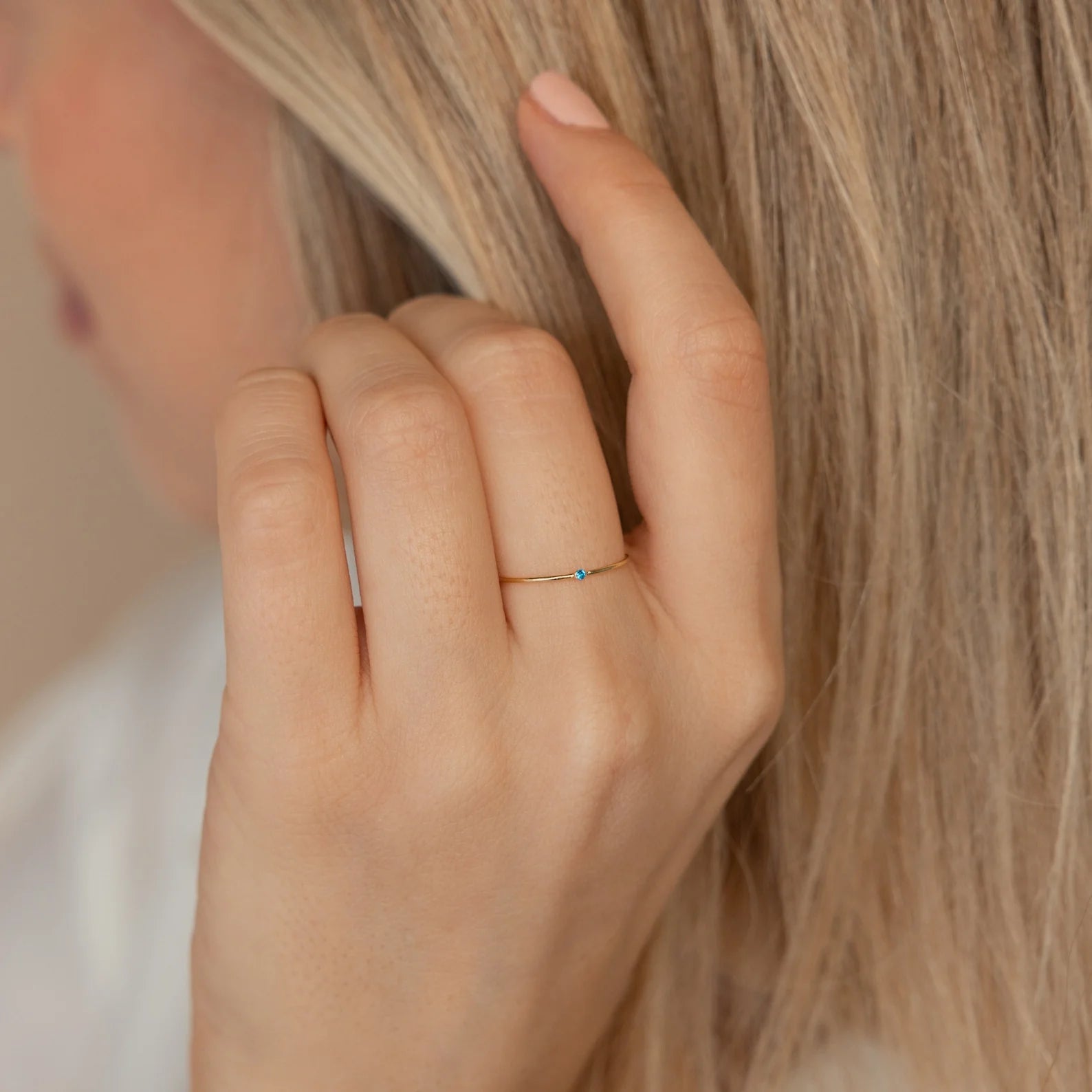 Thin Mini Birthstone Ring