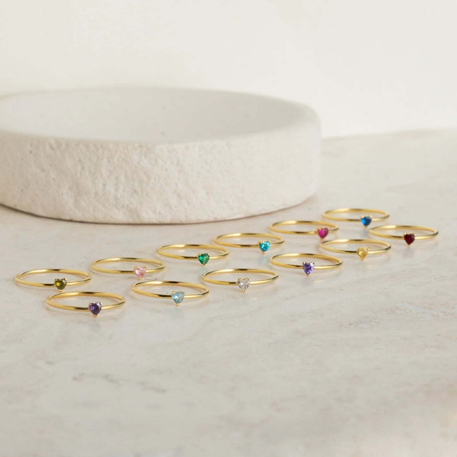 Tiny Heart Birthstone Ring