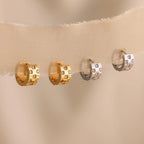 Pave Checkered Huggies