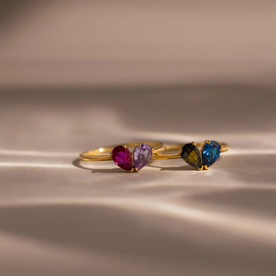 Toi et Moi Teardrop Heart Ring