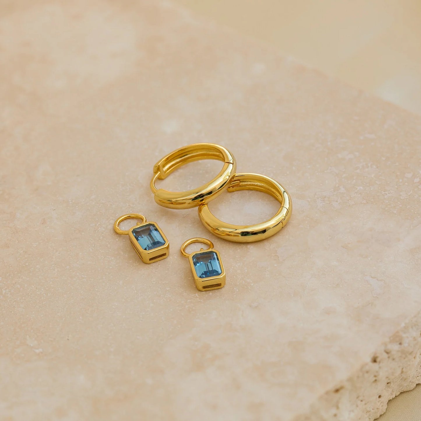 Dangling Gemstone Hoops