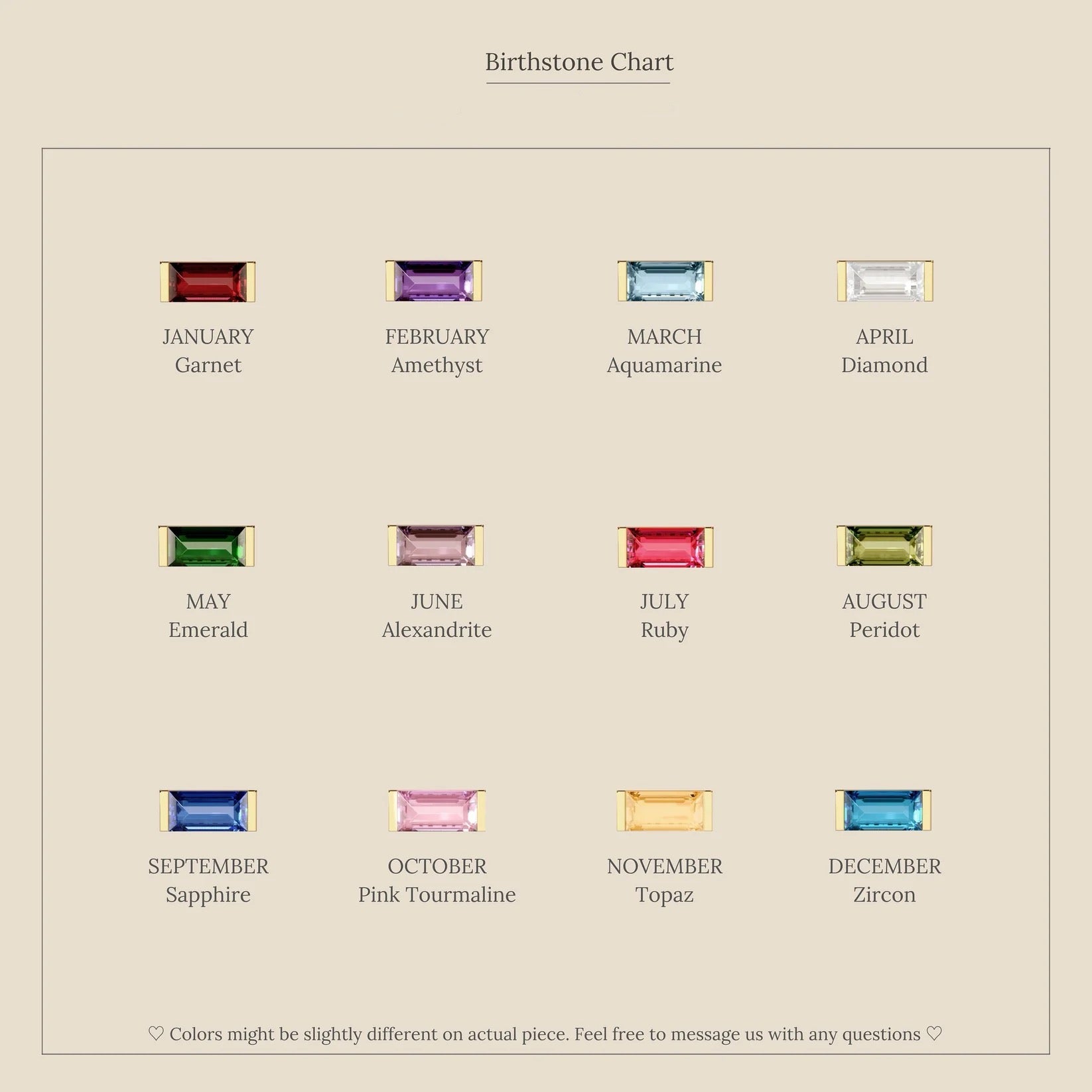 Baguette Birthstone Bracelet