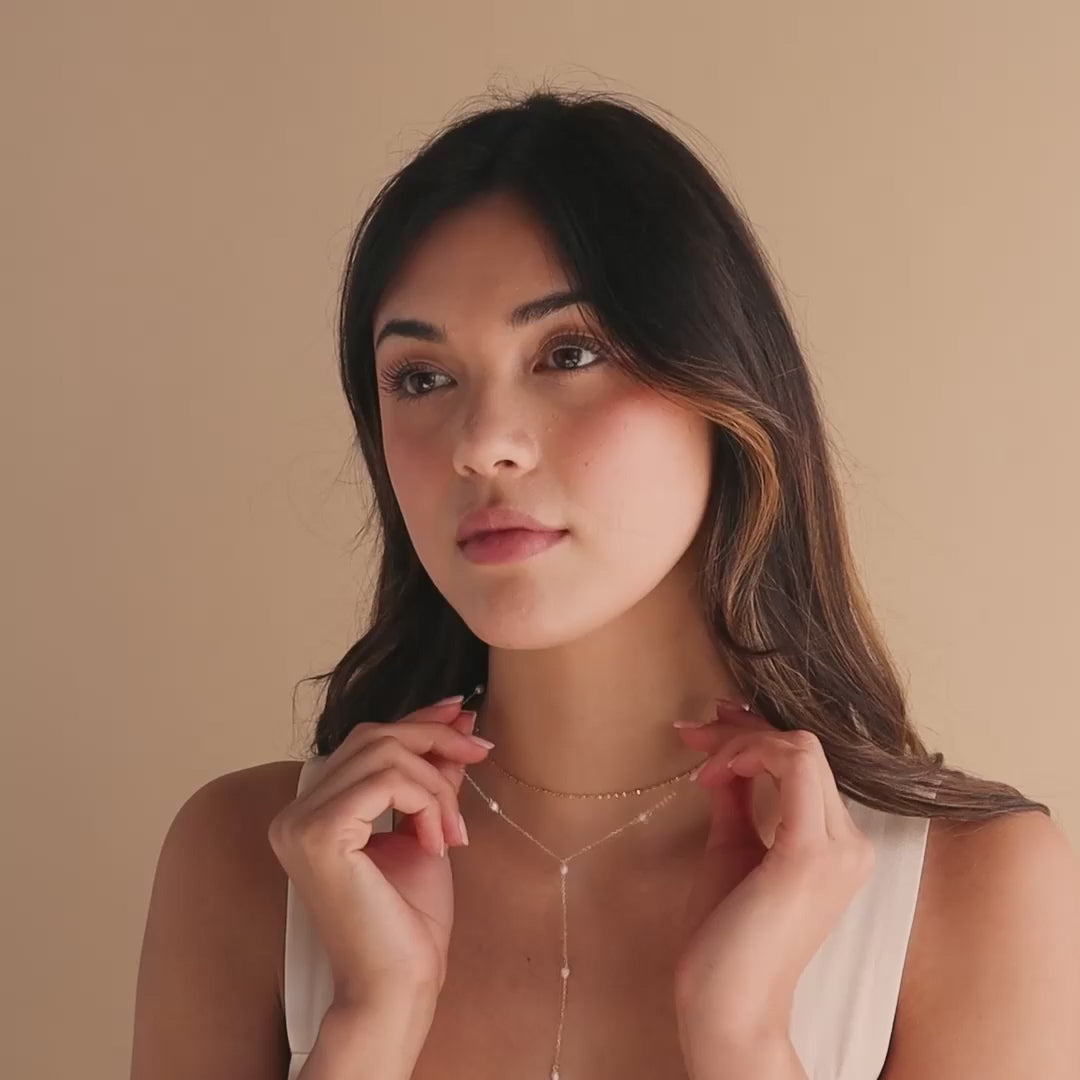 Pearl Station Lariat Necklace