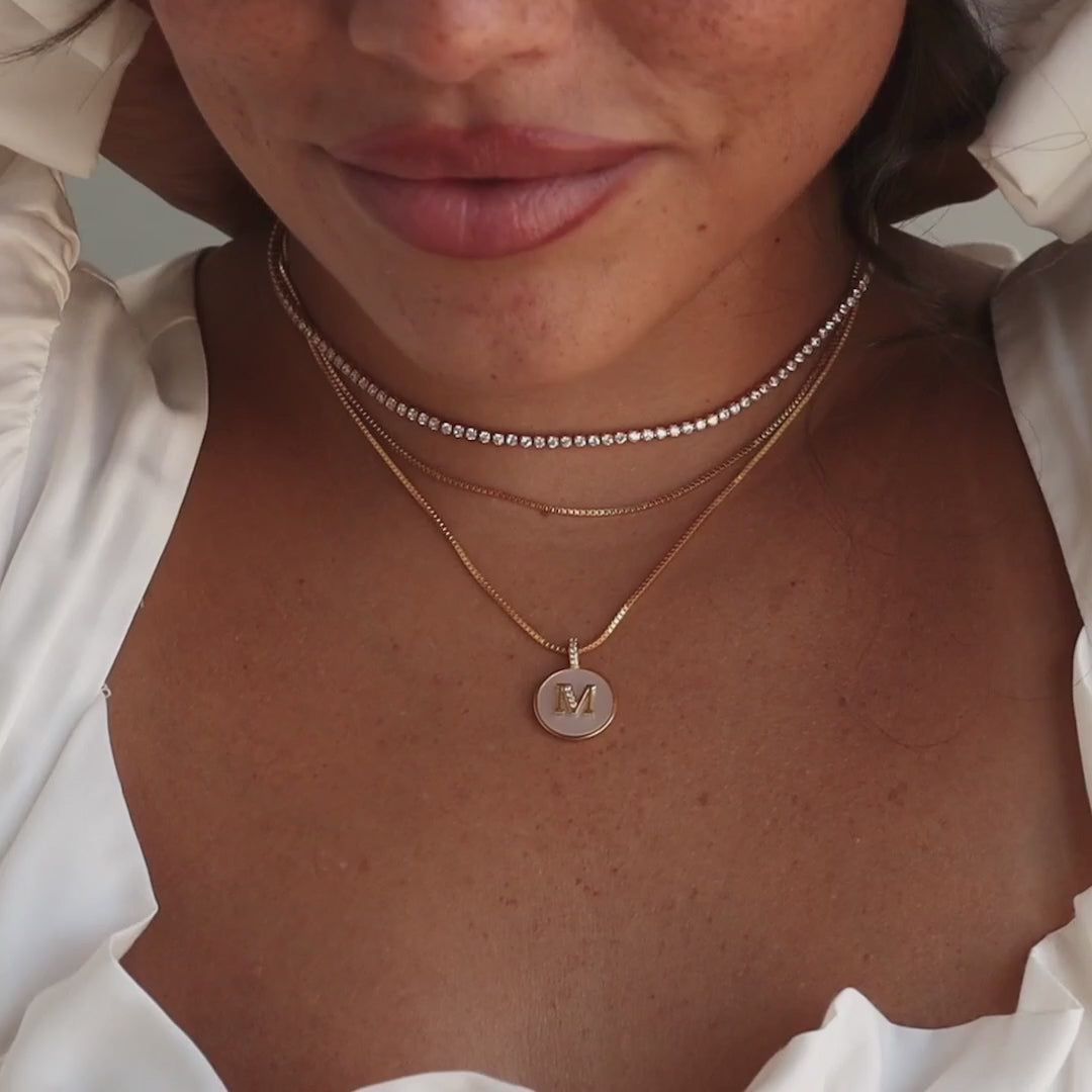 Pearl Initial Disc Necklace