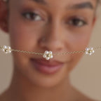 Flower Pearl Station Necklace