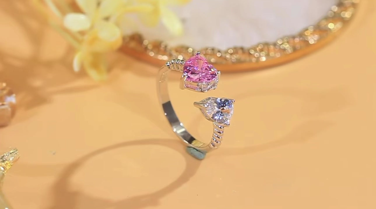 Pink Heart & White Drop Zirconia