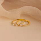 Pave Pearl Stacking Ring Set