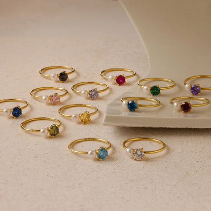 Birthstone & Pearl Ring