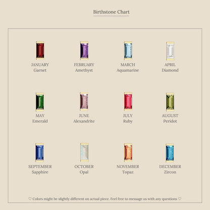 Baguette Birthstone Huggies